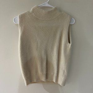 Fuzzy mock neck sweater vest